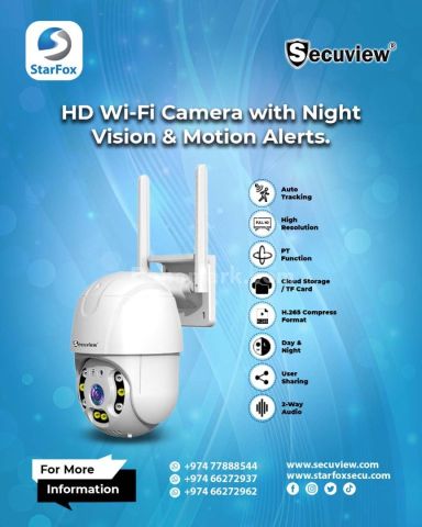 HD Wi-Fi Camera with Night Vision & Motion Alerts.