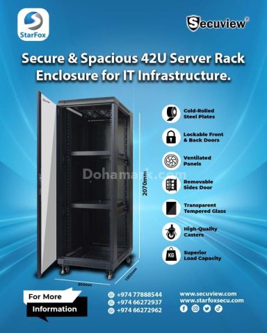 Secure & Spacious 42U Server Rack Enclosure for IT Infrastructure