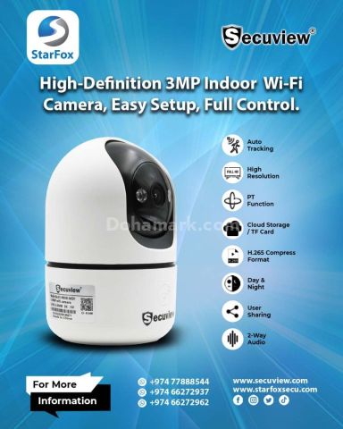 High-Definition 3MP Indoor Wi-Fi Camera, Easy Setup, Full Control