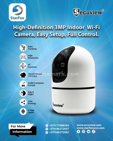 High-Definition 3MP Indoor Wi-Fi Camera, Easy Setup, Full Control
