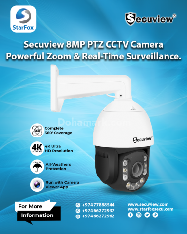 Secuview 8MP PTZ CCTV Camera Powerful Zoom & Real-Time Surveillan