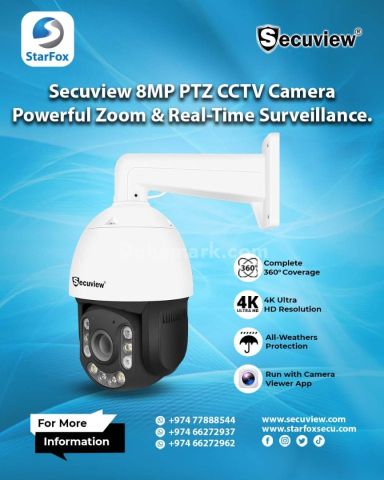 Secuview 8MP PTZ CCTV Camera Powerful Zoom & Real-Time Surveillan