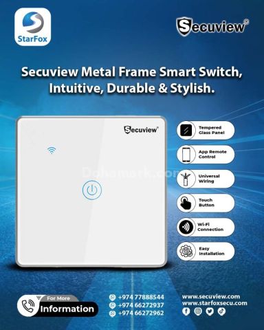 Secuview Metal Frame Smart Switch, Intuitive, Durable & Stylish.