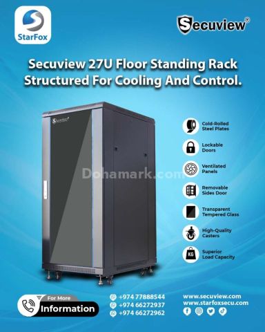 Secuview 27U Floor Standing Rack Structured For Cooling And Contr