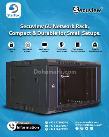 Secuview 6U Network Rack, Compact & Durable for Small Setups.