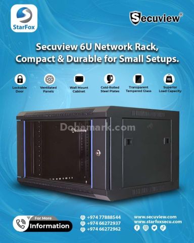Secuview 6U Network Rack, Compact & Durable for Small Setups.