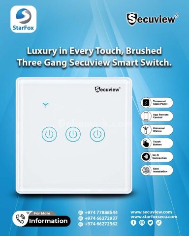 Luxury in Every Touch, Brushed Three Gang Secuview Smart Switch.