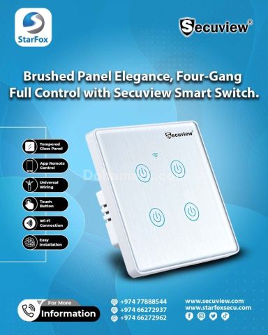 Brushed Panel Elegance, Four Gang Full Control with Secuview Smar