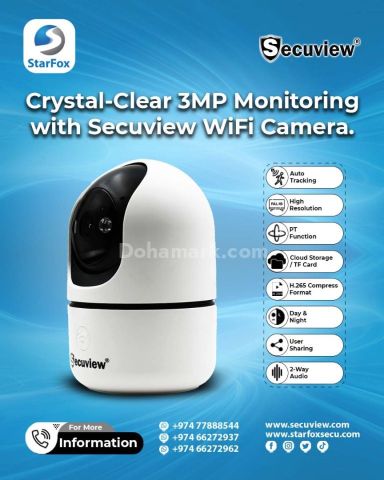 Crystal-Clear 3MP Monitoring with Secuview Wi-Fi Camera.