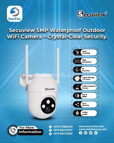 Secuview 5MP Waterproof Outdoor Wi-Fi Camera – Crystal-Clear Secu