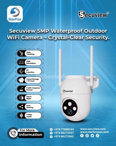Secuview 5MP Waterproof Outdoor Wi-Fi Camera – Crystal-Clear Secu