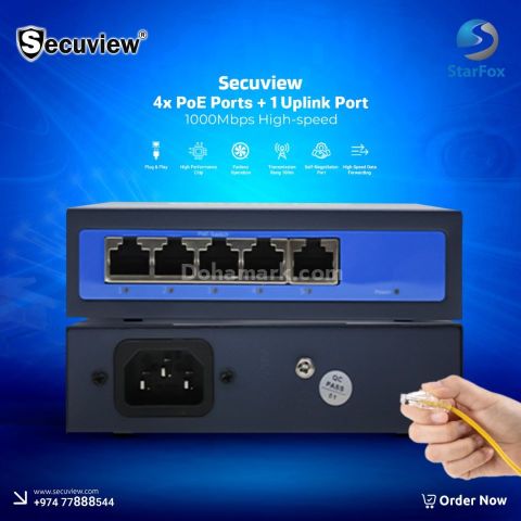 Secuview 4× PoE + 1 Uplink Gigabit Switch