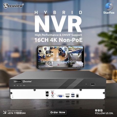 Secuview 16CH 4K Non-PoE Hybrid NVR with ONVIF Support