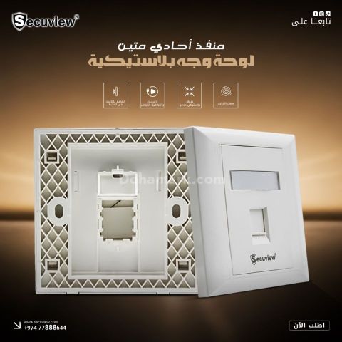 Secuview Single Port Durable Plastic Faceplate – Wall Mount Desig