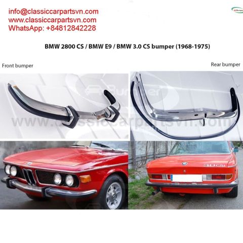 BMW 2800CS. 3.0CS. E9 bumpers (1968-1975) by stainless steel new