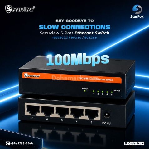 Secuview 5-Port Ethernet Switch Compact & High-Speed Networking