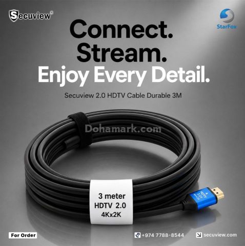 Secuview 2.0 HDTV Cable Durable 3M High-Speed Connectivity.