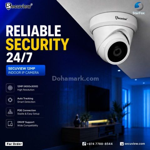 Secuview 12Mp Indoor PoE lP Camera | Auto-Tracking & ONVIF.