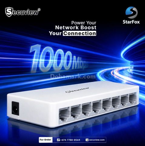 Secuview 8-Port Gigabit Switch | Fast, Stable 1000Mbps Connectivi